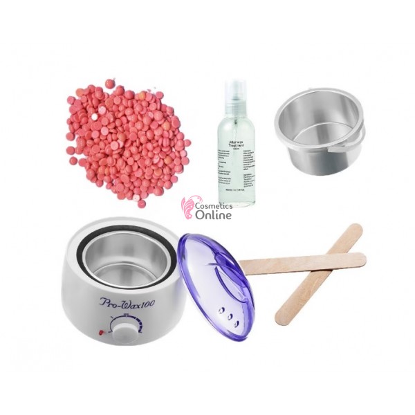 Kit pentru epilat Prowax cu ceara roz granule Athina 100 g, ulei dupa epilat si spatule